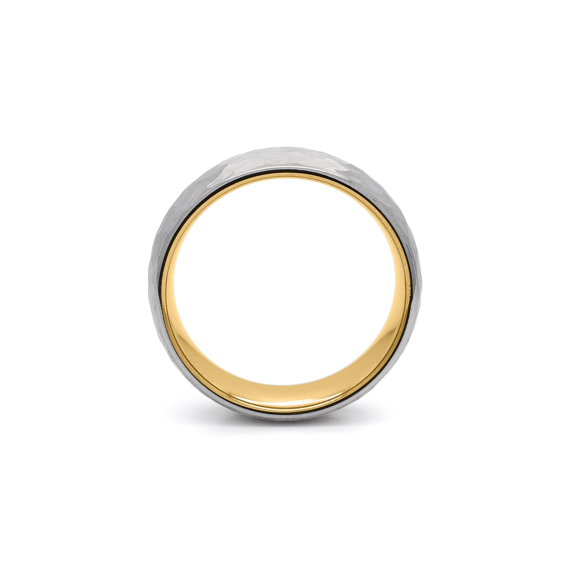hammered tungsten ring silver and gold 8mm wedding band