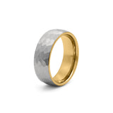 hammered tungsten ring silver and gold 8mm wedding band