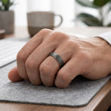 Hammered Tungsten Ring - 4mm Silver Wedding Band