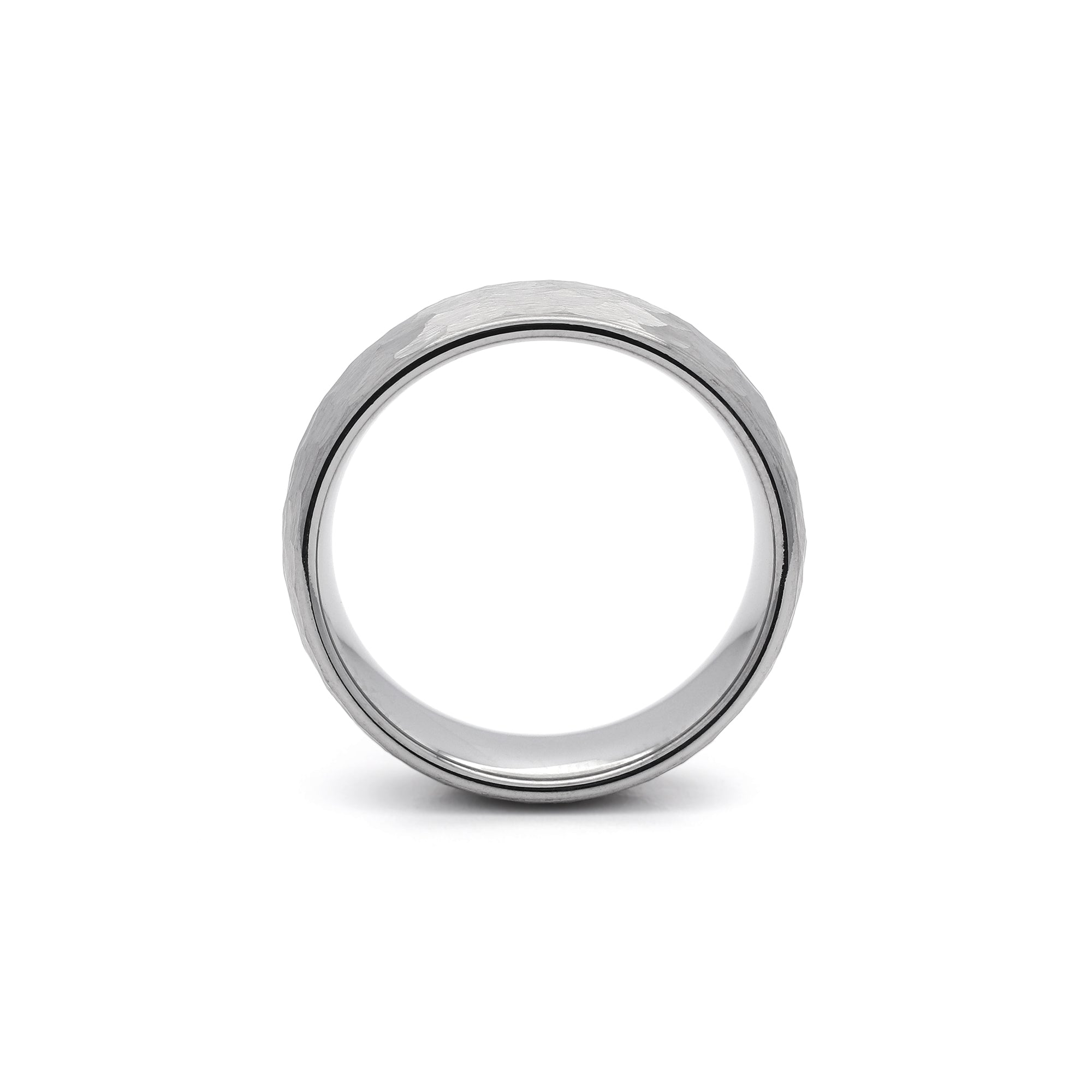 mens 8mm hammered tungsten ring textured finish silver