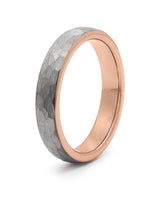 Rose gold hammered tungsten wedding ring, 4mm band
