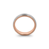 mens hammered tungsten ring textured finish silver & rose gold