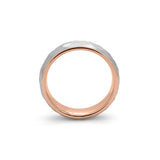 Hammered Tungsten Ring - Silver & Rose Gold - 6mm Wedding Band