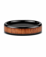 6mm Black Tungsten Ring with Koa Wood Inlay