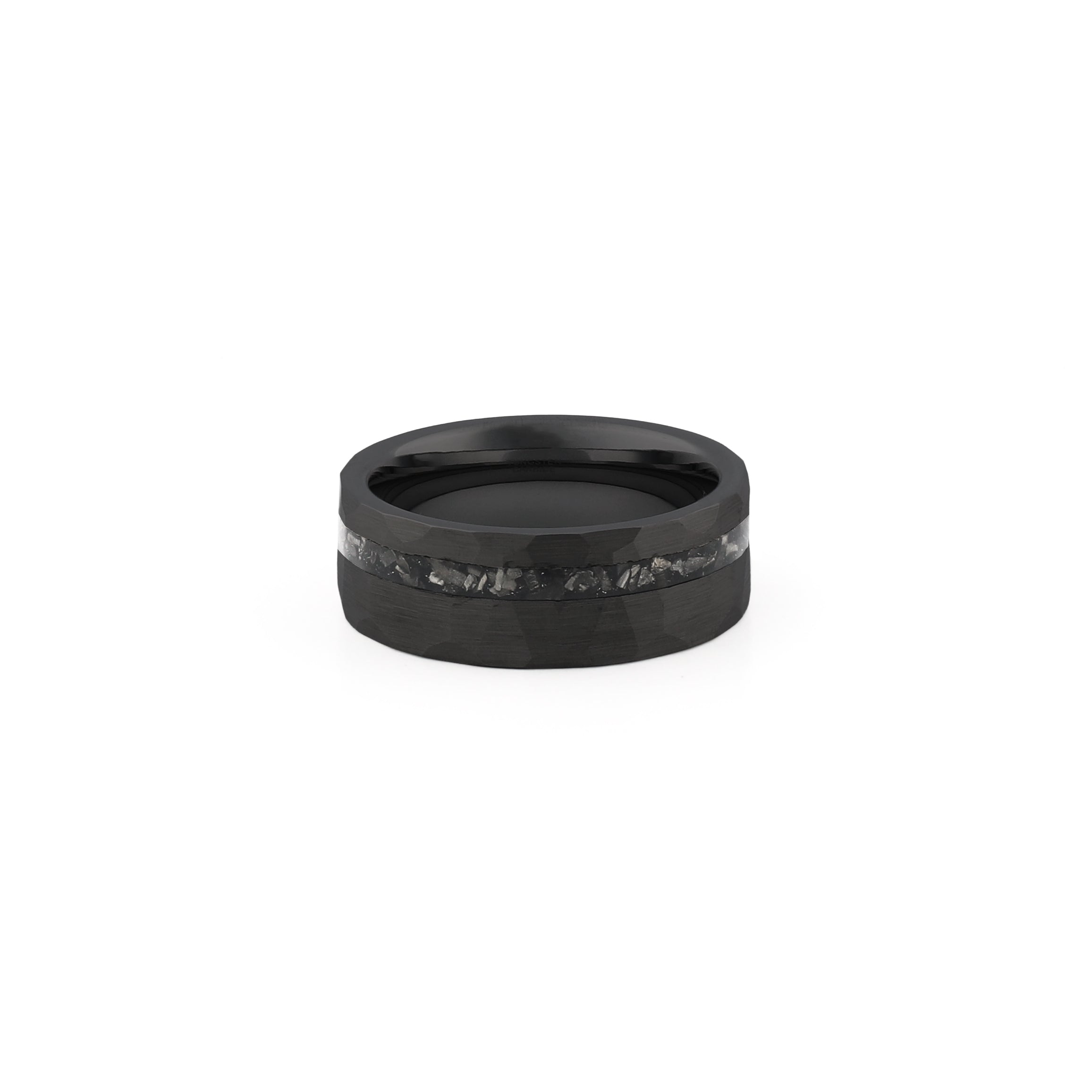 meteorite wedding band black tungsten