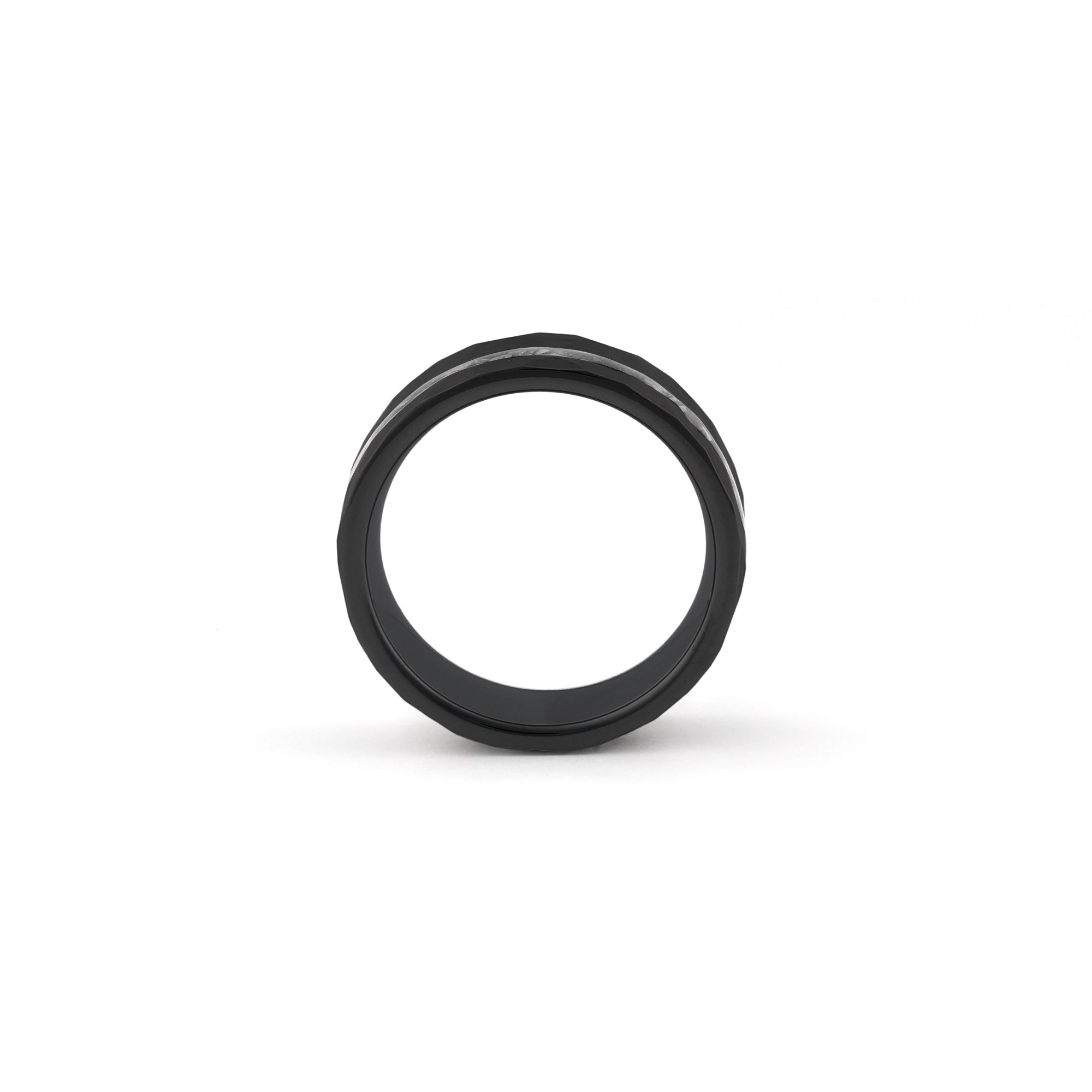 mens meteorite ring black hammered finish