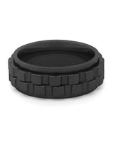 Front view of black spinner fidget ring