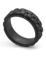 Black men's spinner ring shown at an angle