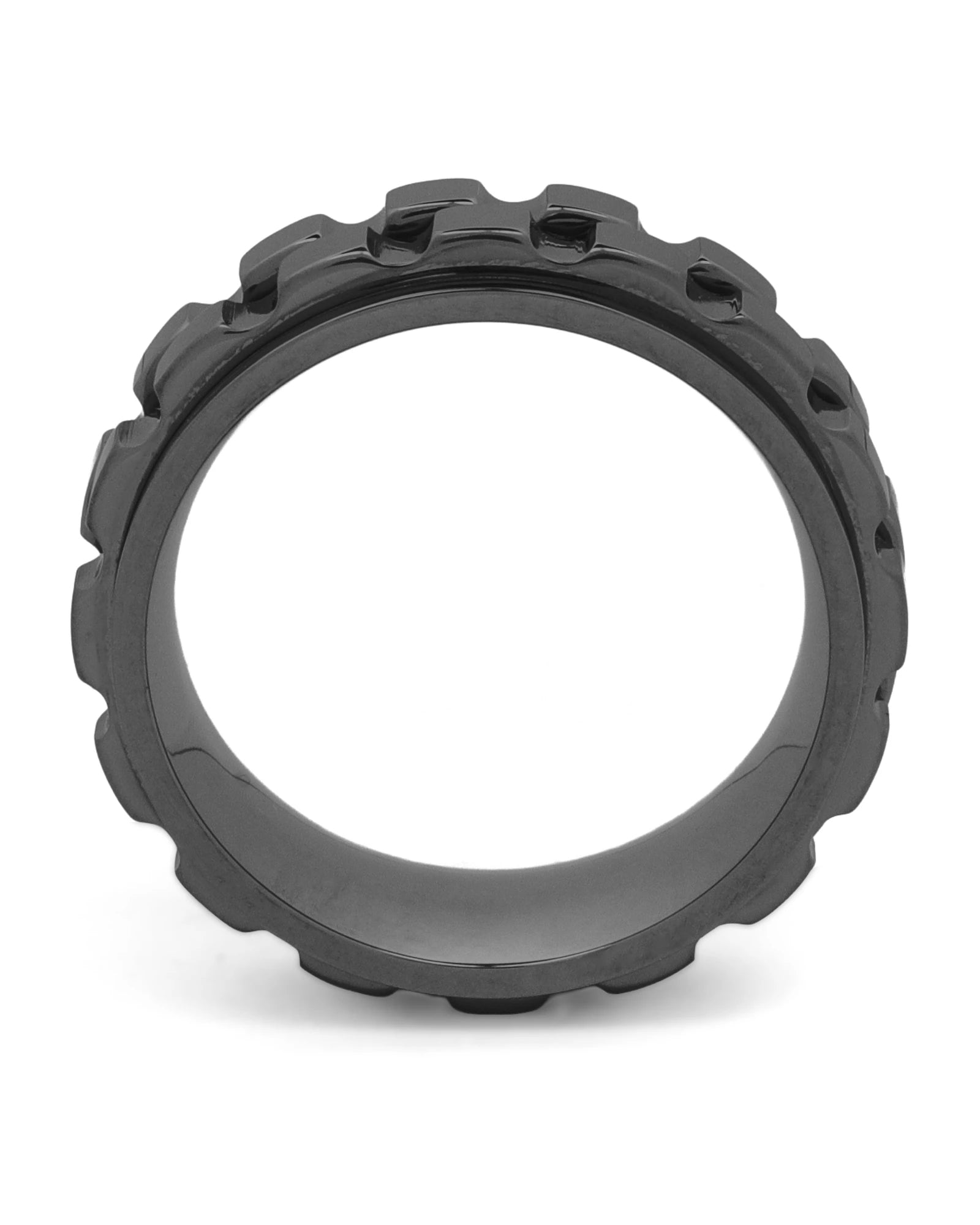 Side view of black men's spinner ring