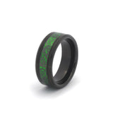 Men’s Black Celtic Ring – Tungsten Band with Green Carbon Fiber Inlay