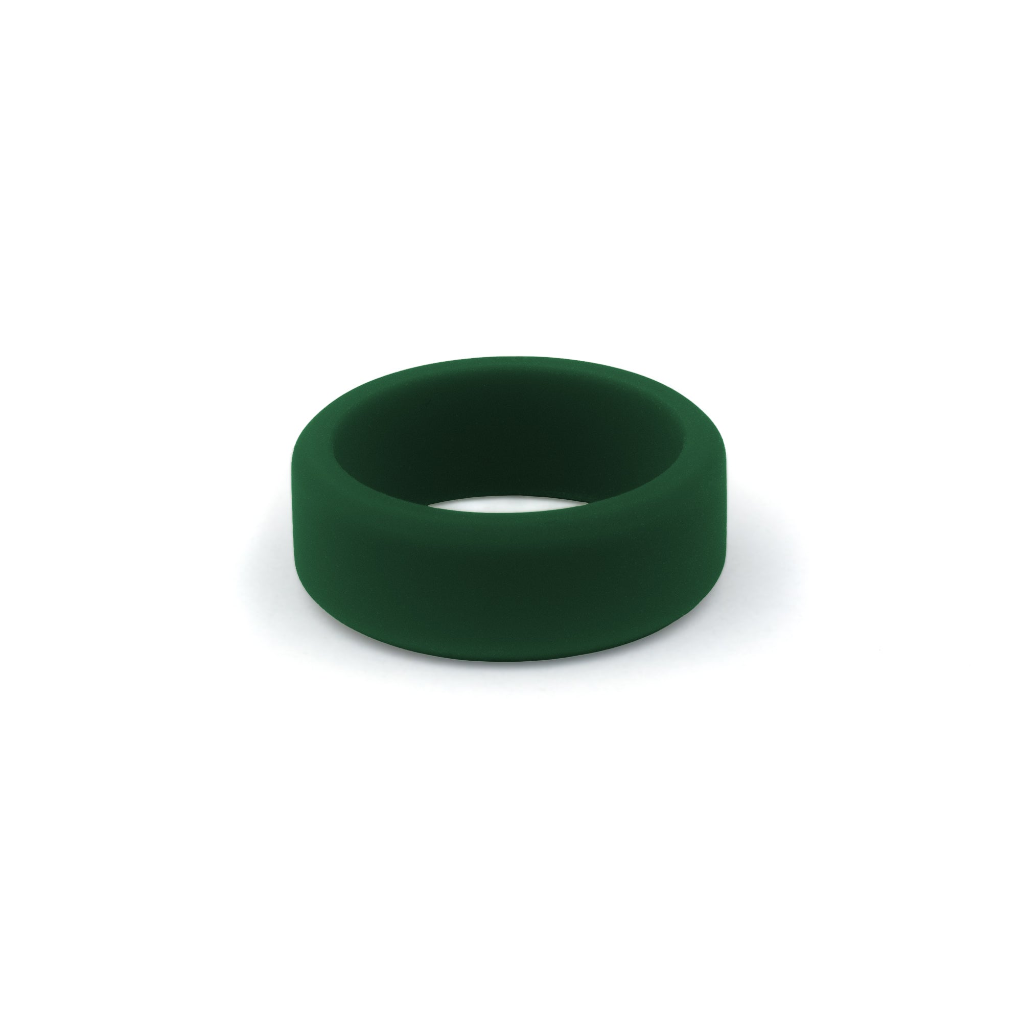 beveled rubber wedding band forest green