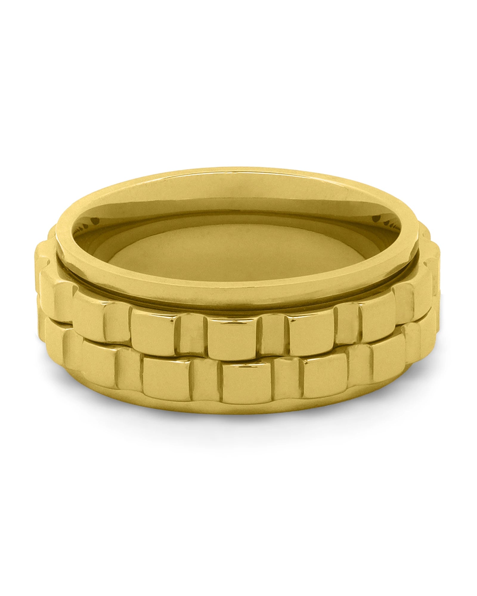 Front view of gold spinner fidget ring