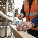 man holding a nail wearing a grey silicone ring 8mm beveled