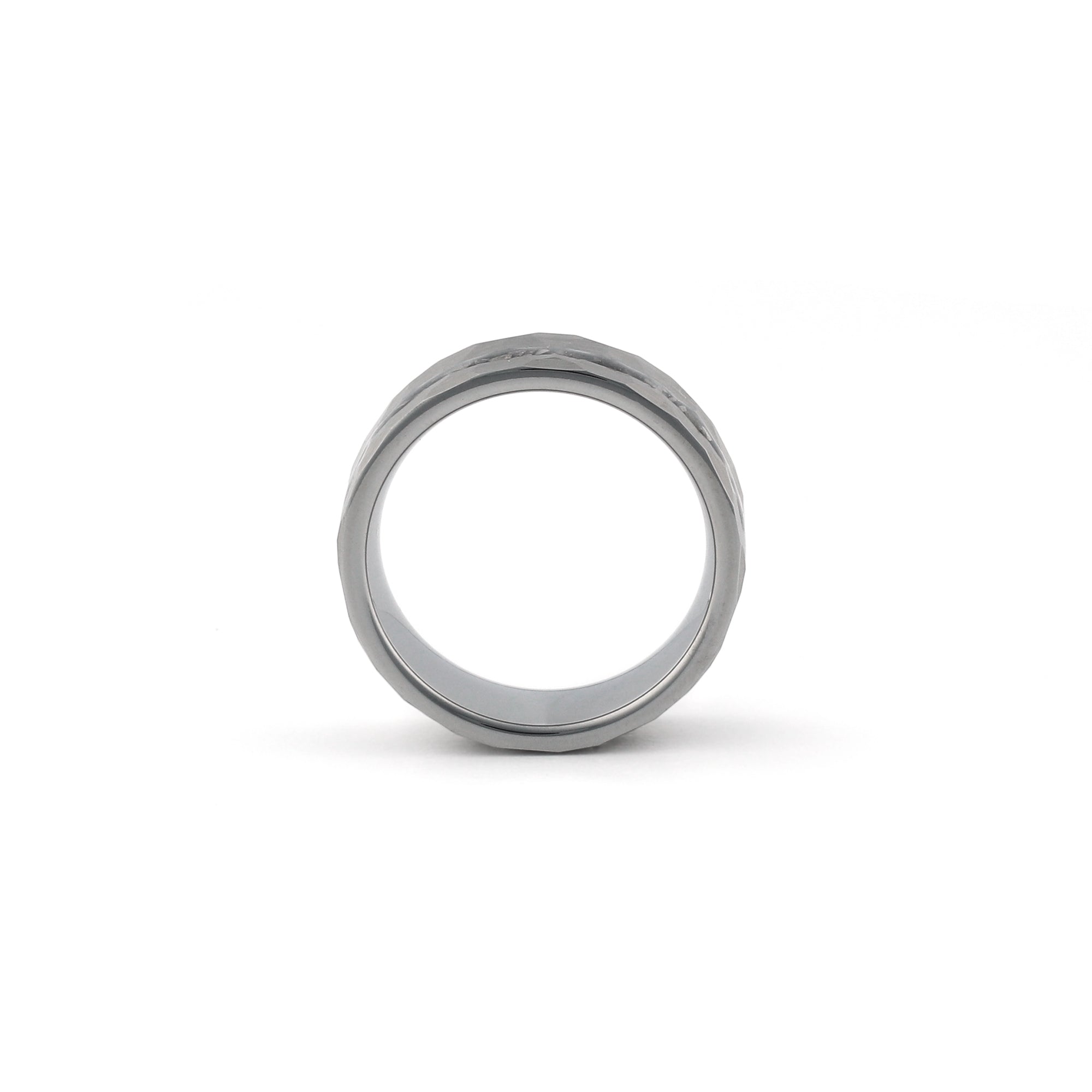 mens meteorite ring offset inlay