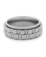 Front view of silver spinner fidget ring
