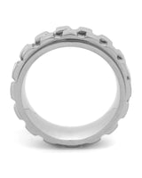 Side view of silver men's spinner ring