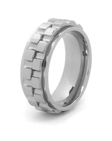 Silver spinner fidget ring for men