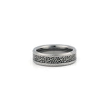 Celtic rings for men with carbon fibre pattern