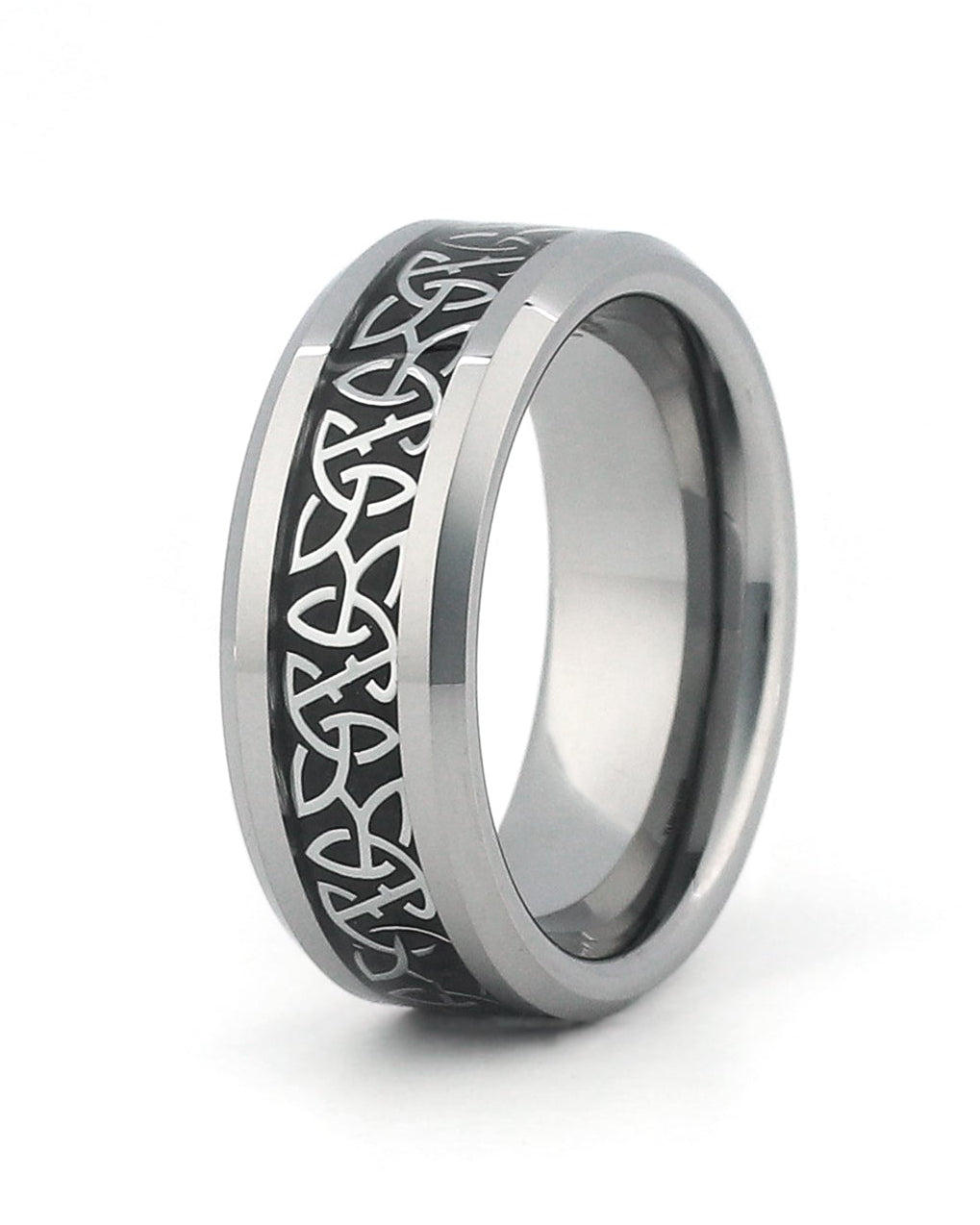 8mm Celtic wedding ring with carbon fibre inlay