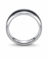 8mm Silver Brushed Beveled Tungsten Wedding Ring
