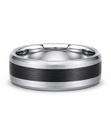 8mm Silver Brushed Beveled Tungsten Wedding Ring