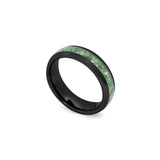 unisex black tungsten engagement ring with moss agate stone inlay