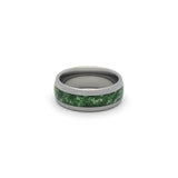 Polished tungsten and moss agate engagement ring for men, scratch-resistant design