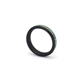 Women’s moss agate ring featuring black tungsten and 4mm comfort fit design