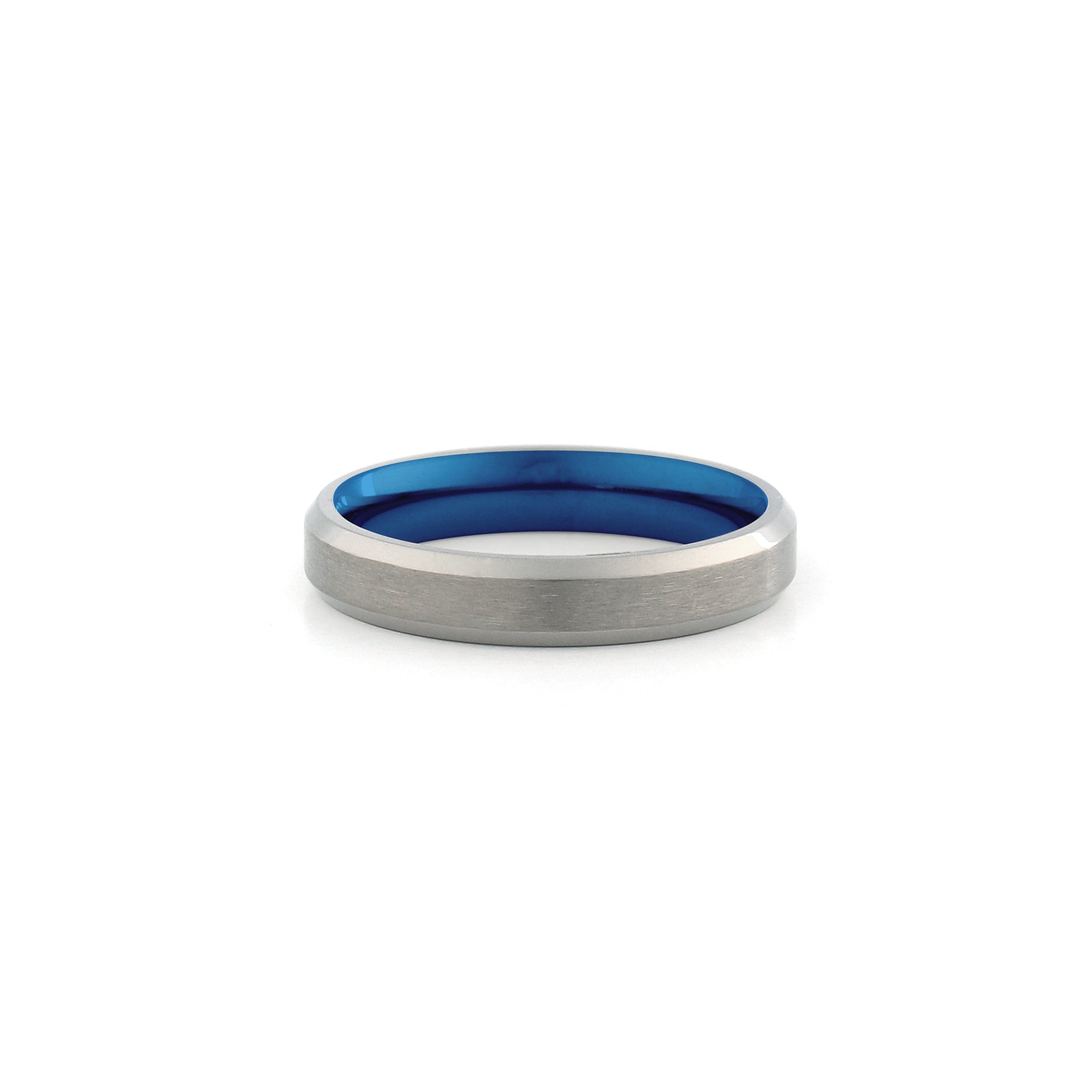 comfort fit titanium ring blue sleeve