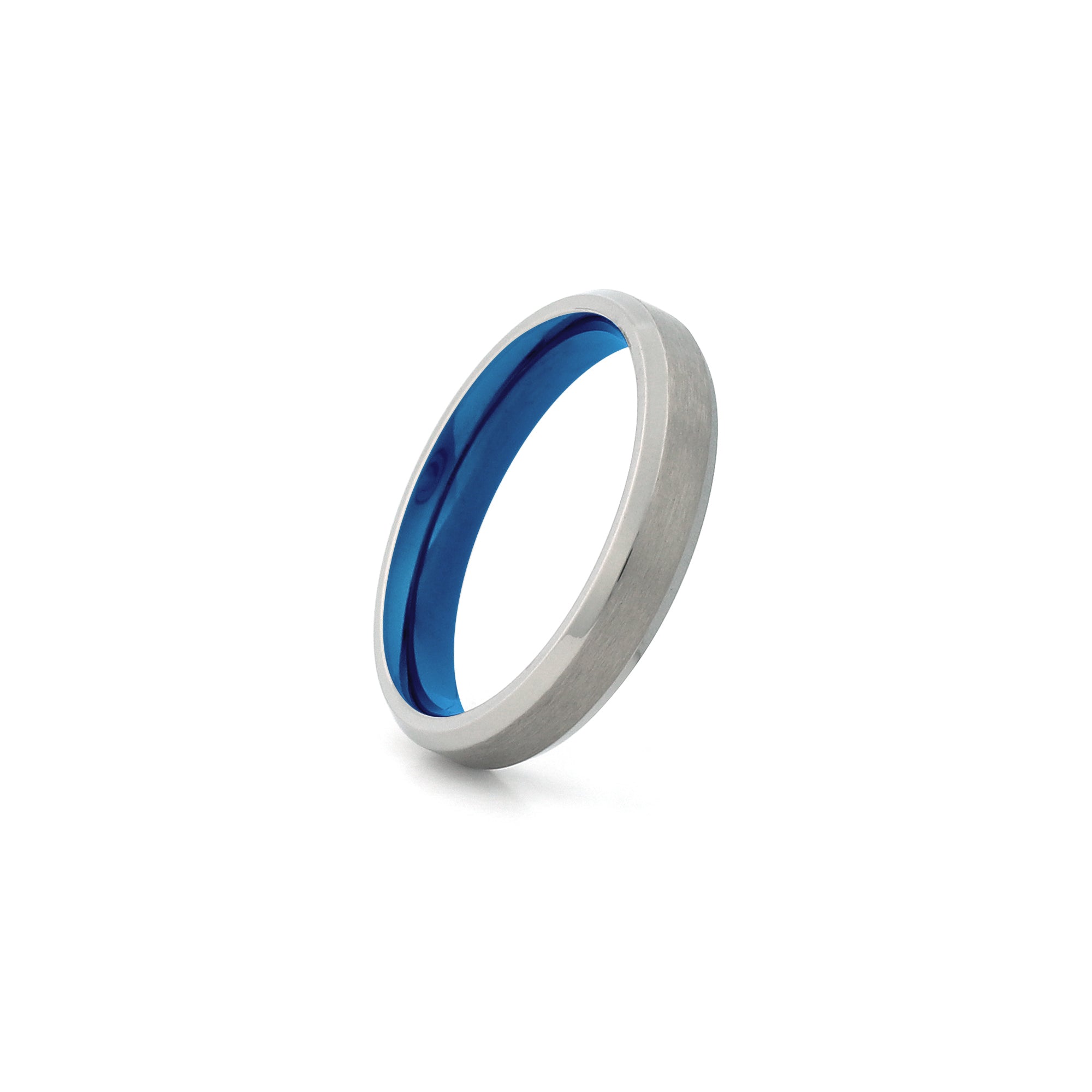 womens titanium wedding band blue silver