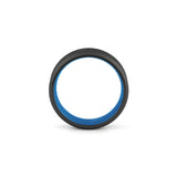 mens wide titanium ring black blue two tone