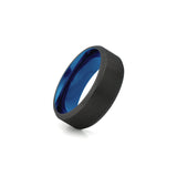 comfort fit titanium band black blue 8mm