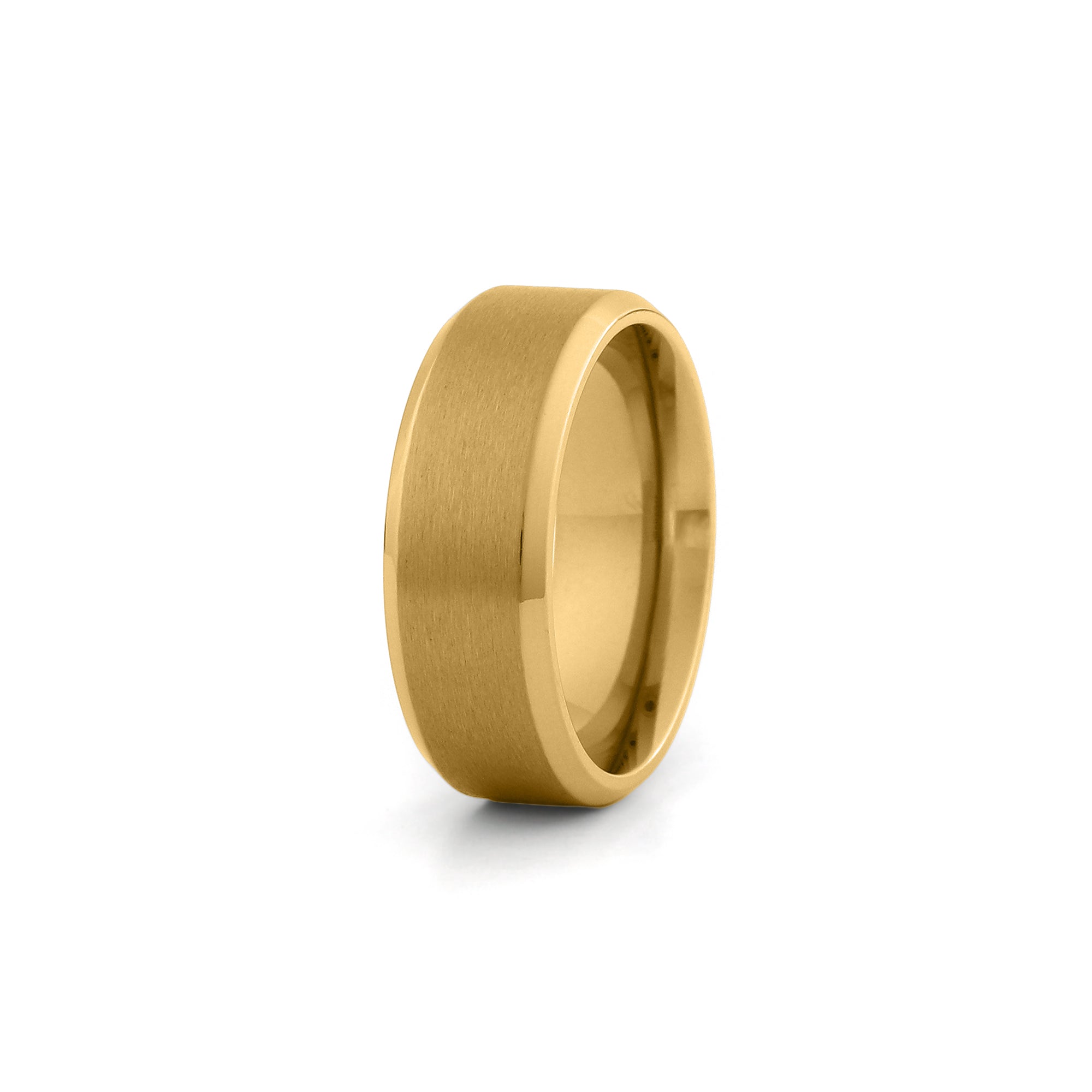 8mm gold titanium wedding band wide beveled