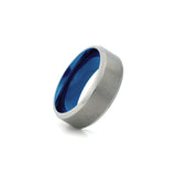 comfort fit wide titanium band blue edges