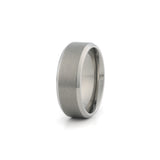 8mm silver titanium wedding band wide beveled