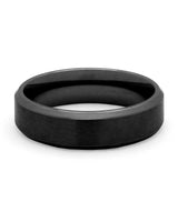 Front view of black Oblique titanium wedding band