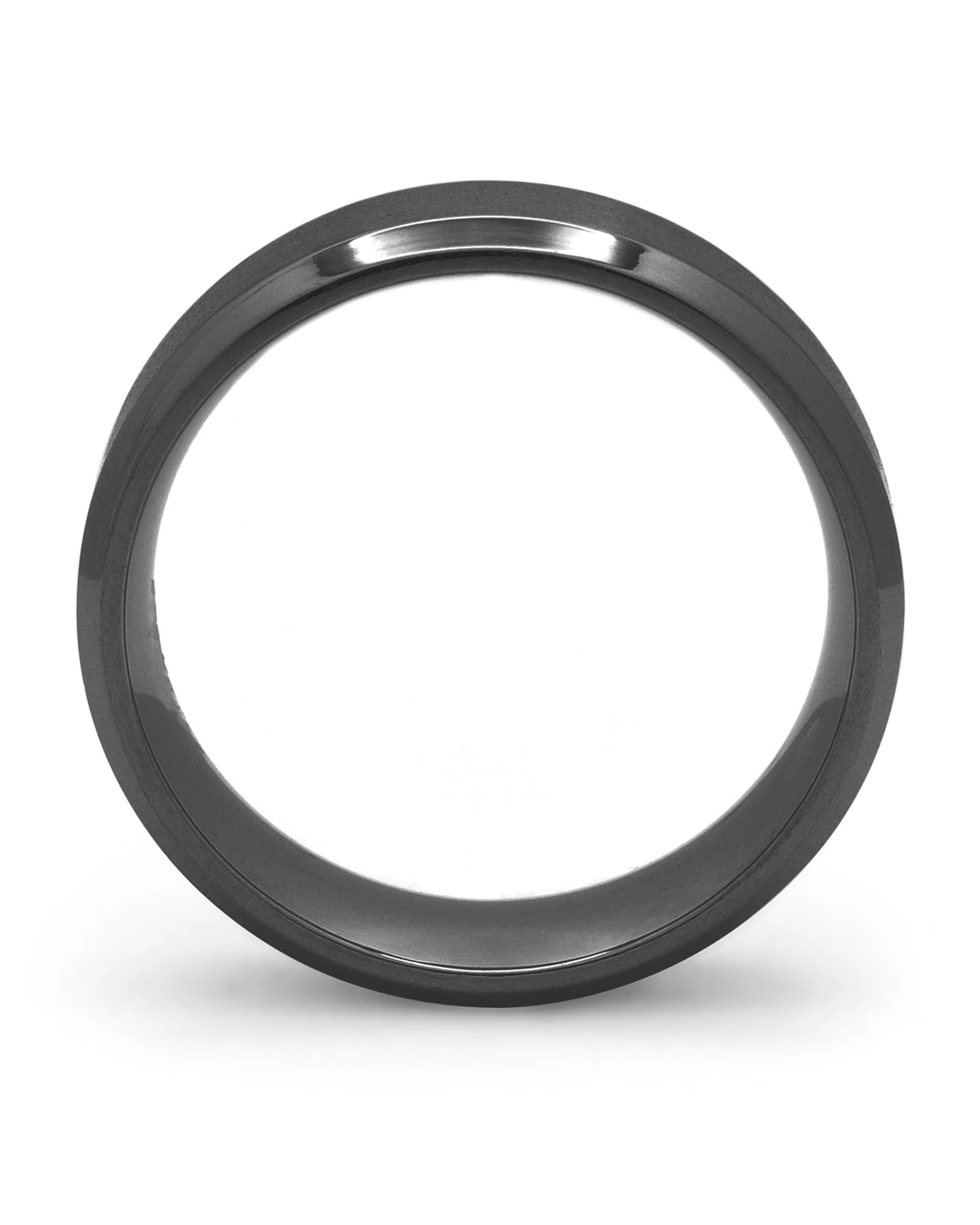Side view of black Oblique titanium wedding ring