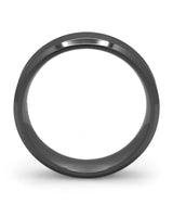 Side view of black Oblique titanium wedding ring