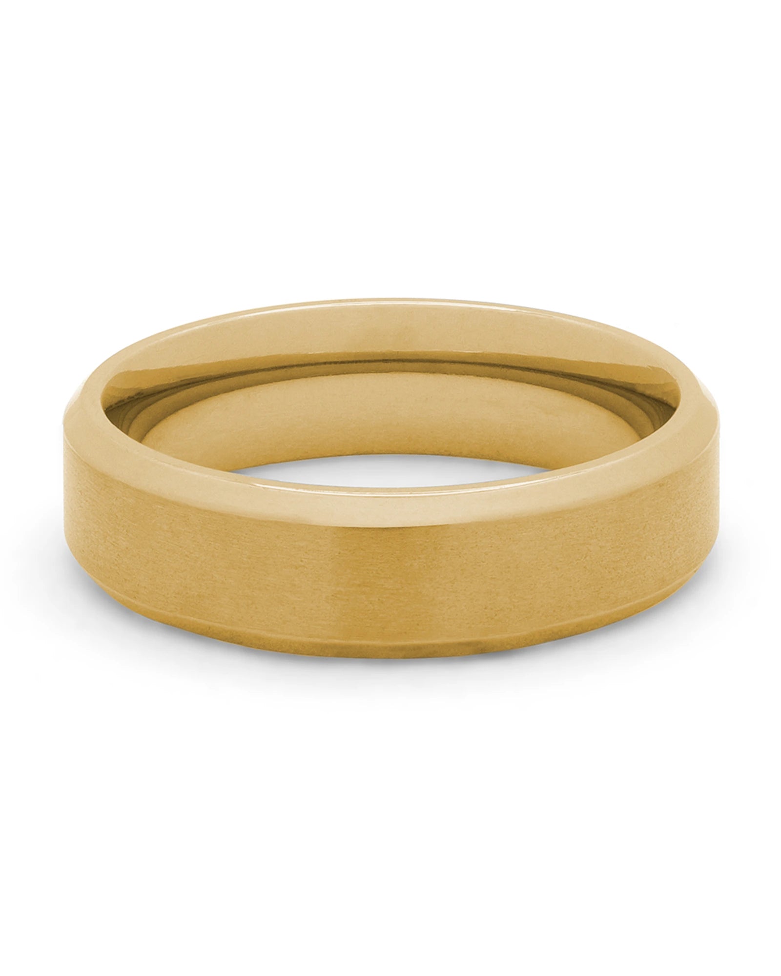 Front view of gold Oblique titanium wedding band
