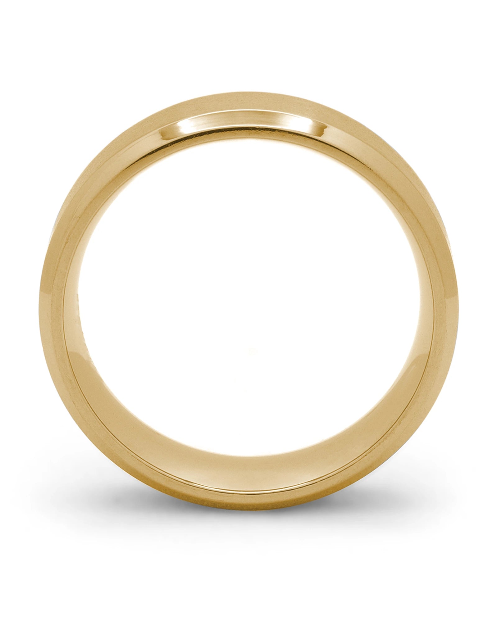 Side view of gold Oblique titanium wedding ring