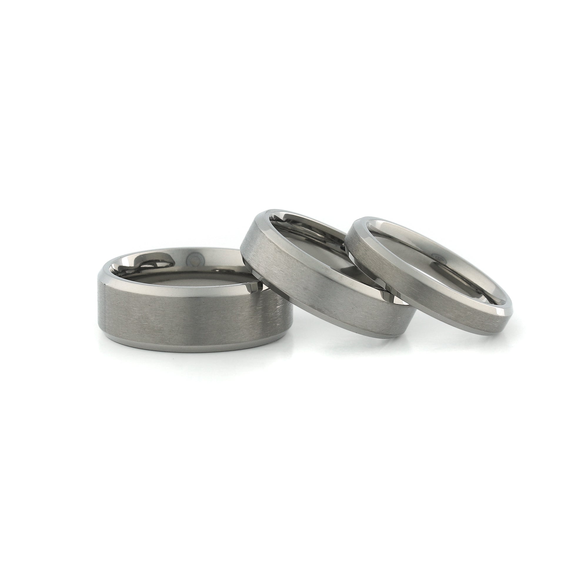 his and hers titanium wedding bands brushed centre polished edges