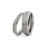 matching titanium couples wedding ring set beveled brushed titanium bands