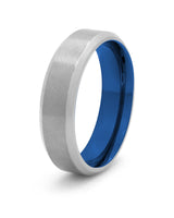 Silver and blue Oblique titanium wedding ring for men