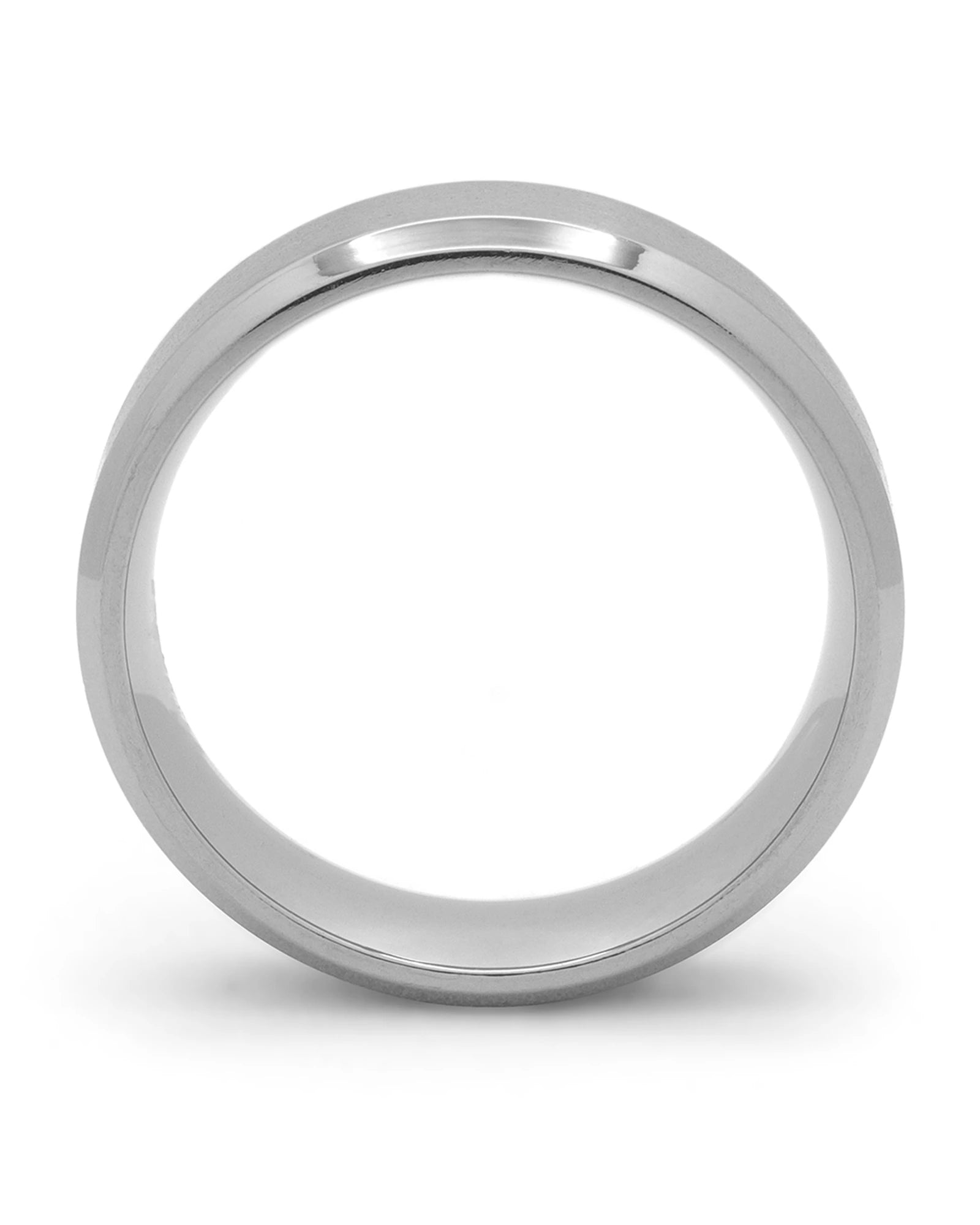 Side view of silver Oblique titanium wedding ring