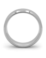 Side view of silver Oblique titanium wedding ring