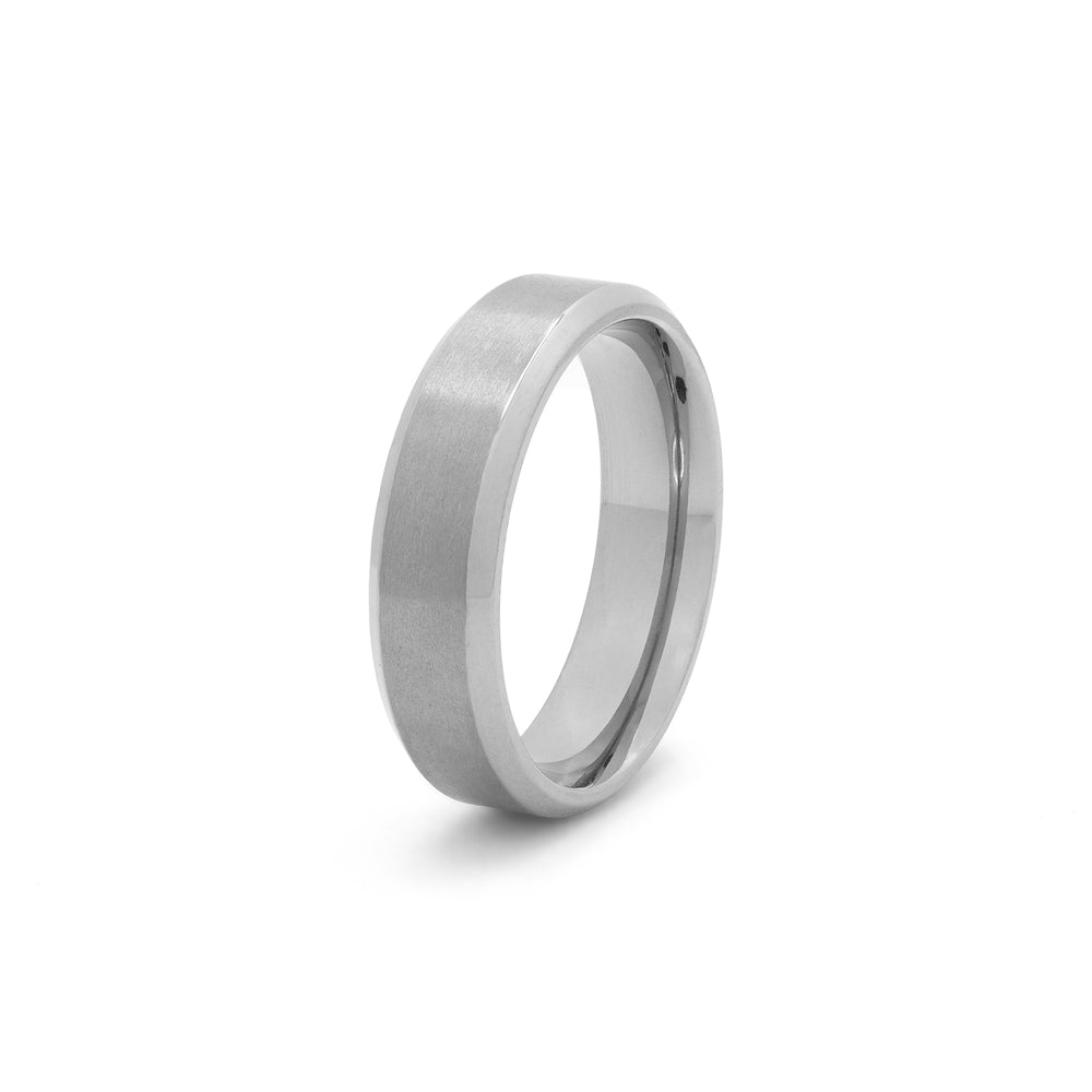 plain silver mens wedding band titanium