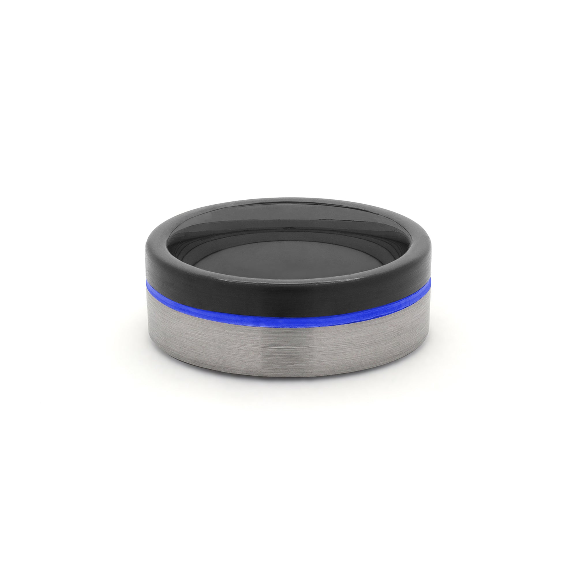 black wedding band with blue