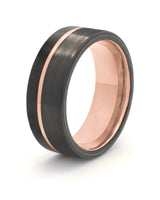 Black and rose gold Offset wedding ring for men