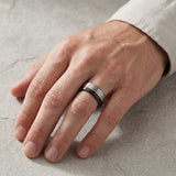 Black, Rose Gold & Silver Tungsten Ring - Offset Groove - 8mm