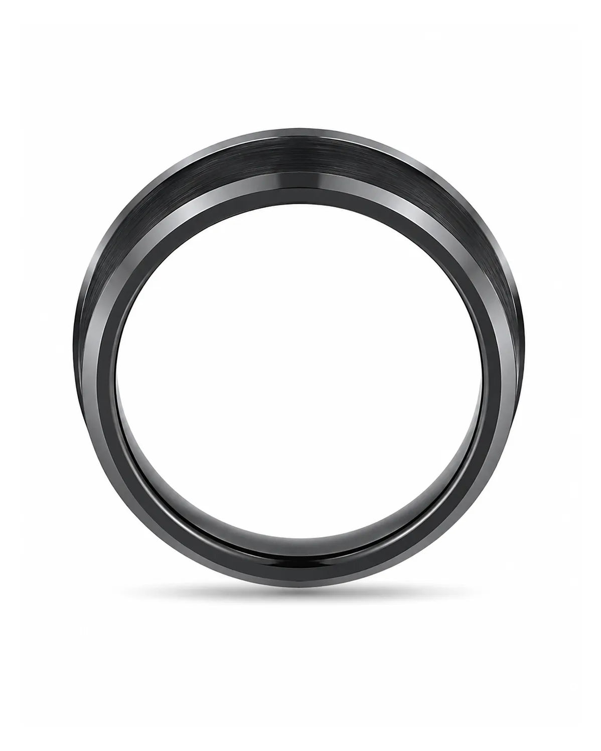 8mm Black Brushed Beveled Tungsten Wedding Ring